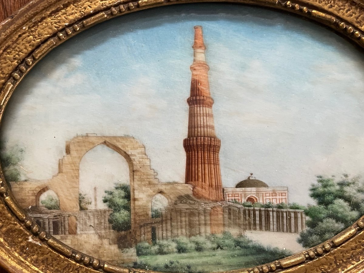 Miniature - View Of The Qutb Minar Delhi In India Late 19th-photo-2